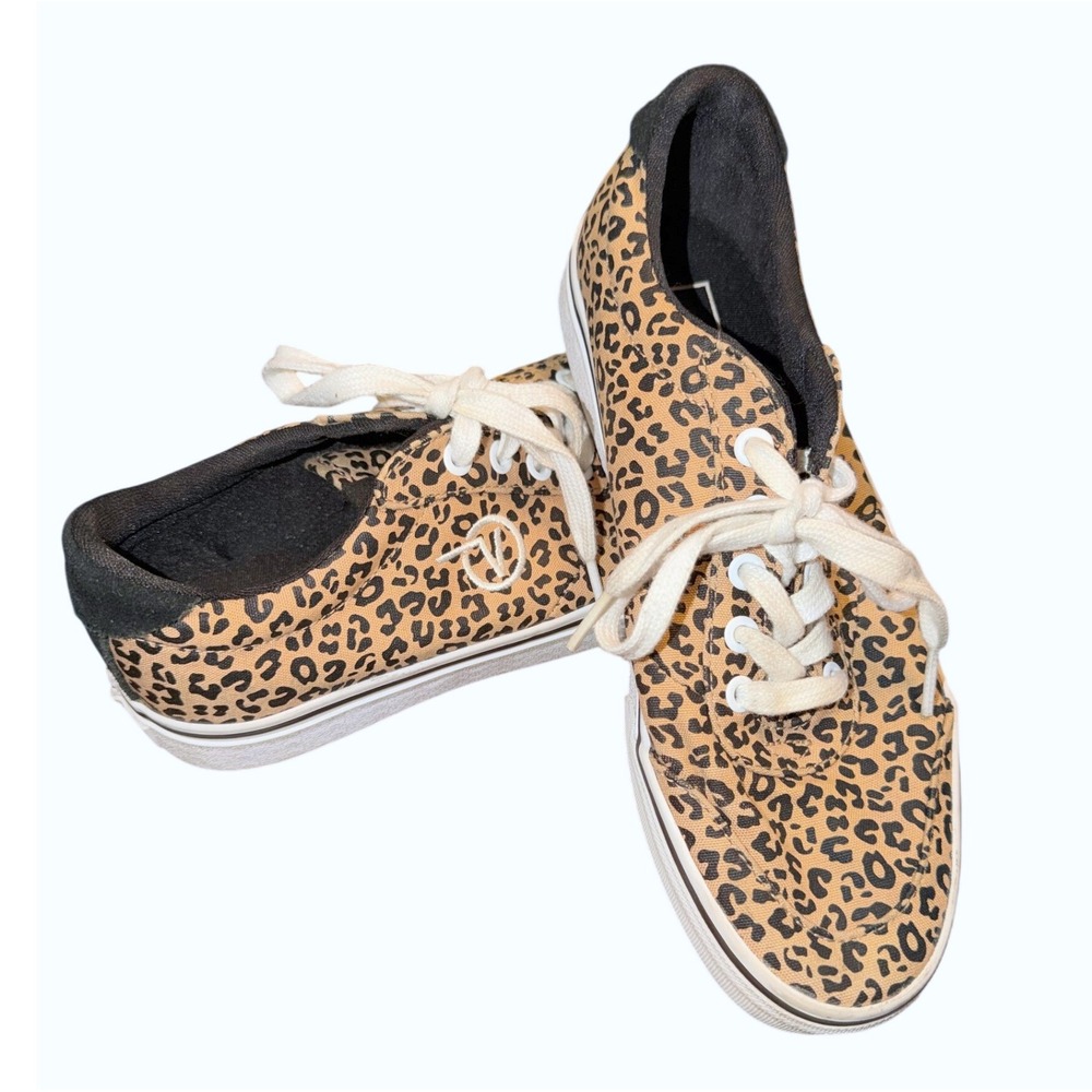 Vans Animal Print Sneakers Women Sz 8 Tan Black Low Top Canvas Skate Shoes Y2K